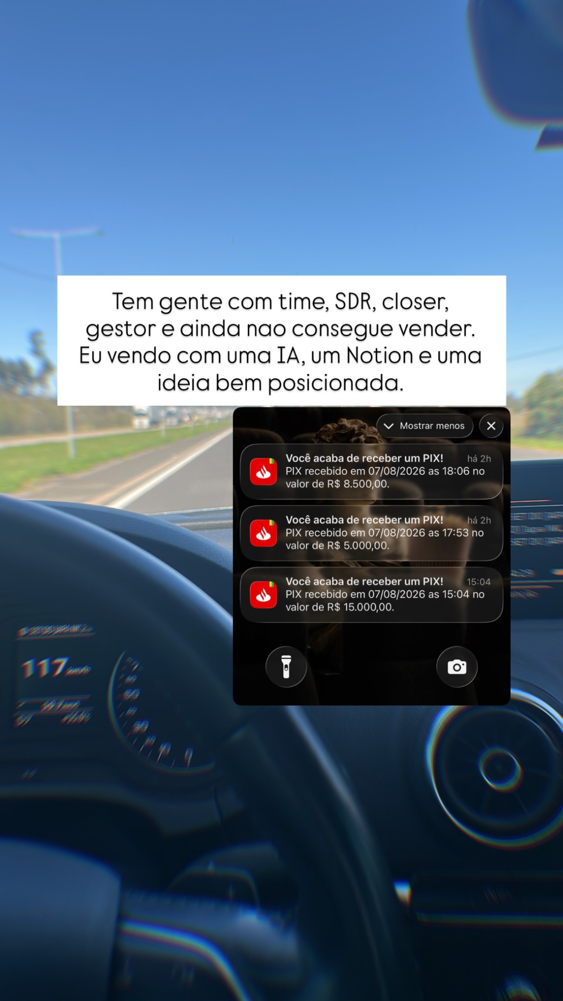 Story com múltiplos PIX recebidos